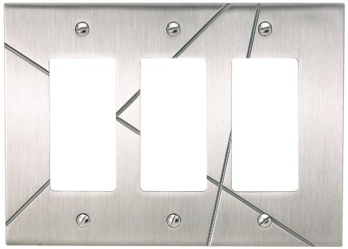 Modernist Brushed Nickel Triple Wall Plate