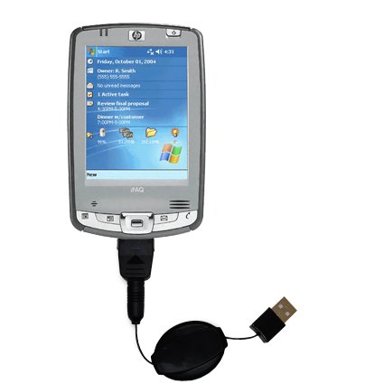 Retractable USB Cable for the HP iPAQ hx2110 / hx 2110 with Power Hot Sync and Charge capabilities - uses Gomadic TipExchange Technology