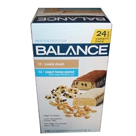 Balance Nutrition and Energy Bar 24 Bars Variety Box Cookie Dough and Yogurt Honey Peanut