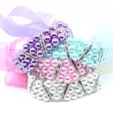 DEBONAIR PEARL Triple-strand Pearls with Swarovski Crystal Accents & Bow Pet Necklace for Dogs and Cats - Pink, X-Small (8-10)