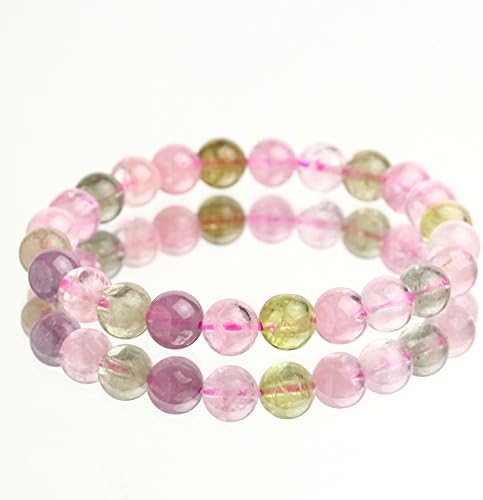 Candy Color Multi Colored Tourmaline Bracelet 7.5mm Round Beads 17g #2716