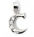 Silver Block Initial Pendant with Cubic Zirconia, Size: 12mm