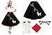 Hip Hop 50's Shop 1950s Adult 4 Piece Poodle Skirt Costume Outfit for Women with Accessories (glasses, socks, scarf) (XLarge/XXLarge, Black w/Red)