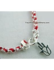 Single Detail Page Misc: 925 Sterling Silver Red String Kabbalah Bracelet + Hamsa Hand Charm - YourHolyLandStore
