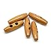 HOUSWEETY 50PCs Wood Sewing Horn Toggle Buttons 2 Holes Cloth Accessories 4cm x 1.2cm