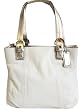 Authentic Coach Soho Leather North South Tote Bag White/Gold 17216