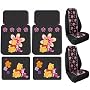 Winnie the Pooh & Piglet Paradise 6pc Combo Set Front & Rear Floor Mats & Seat Covers Plus Bonus License Plate Frame