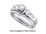 Stunning 2 Pc. Solid 14K. Gold 1.00 CTW. Genuine Diamond Bridal Set SI Quality
