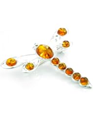 Lovely 925 Sterling Silver & Baltic Amber Brooch - SilverAmber Jewellery 4032C