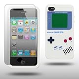 IPHONE 4 GAMEBOY DESIGN SILICONE SKIN CASE WITH SCREEN PROTECTOR BY CELLAPOD CASES WHITE