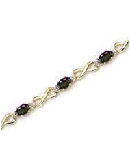 10K Yellow Gold Oval Mystic Topaz and Diamond Bracelet
