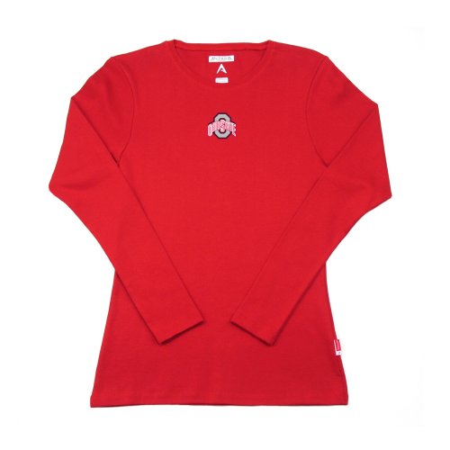 Antigua Ohio State Women's Signature Rib Long Sleeve Tee (Medium, Dark Red)