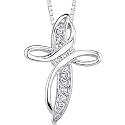 Divinely Gorgeous: Sterling Silver Designer Inspired Modern Cross Pendant Necklace with CZ Diamonds