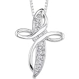 Divinely Gorgeous: Sterling Silver Designer Inspired Modern Cross Pendant Necklace with CZ Diamonds