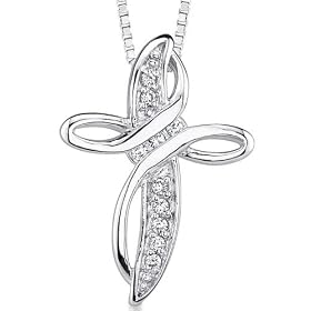 Divinely Gorgeous: Sterling Silver Designer Inspired Modern Cross Pendant Necklace with CZ Diamonds