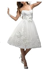 Satin Tea Length Lace Homecoming Dress/Prom Dress/Party Dress/Wedding Dress 