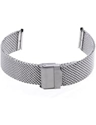 20mm Unisex Mesh Steel Watch Band Strap Bracelet Safety Buckle Silver Hot