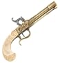 1800s Percussion Pistol with Antiqued Brass/Gold Tone Finish and Engraved Faux Ivory Grips - Detailed Replica of Gun Used by Pirates, Military, and Civilians