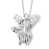 Sterling Silver Antiqued CZ 18 Inch Angel Necklace
