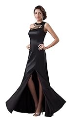 Halter Sleeveless Acrylic/Charmeuse Evening Dress 