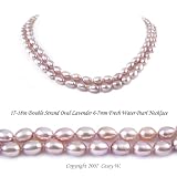 Double Strand 17-18 Inches 6-7mm Purple Oval Shape Freshwater Cultured Pearl Necklace