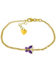 14k Yellow Gold Amethyst Butterfly Bracelet