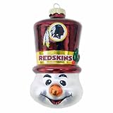 NFL Washington Redskins Blown Glass Top Hat Snowman Ornament