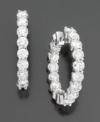 14k White Gold Hoop Diamond Earrings (5 ct. t.w.)