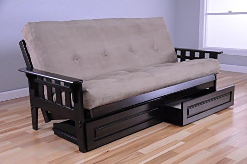 Wooden Futon Storage Drawers Mission Style Espresso Java Dark Brown Wood Frame with Full Size Mattress