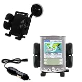 Gomadic for the PalmOne palm m515 - PalmOne m515 Flexible Auto Windshield Holder with Car Charger - Uses Gomadic TipExchange