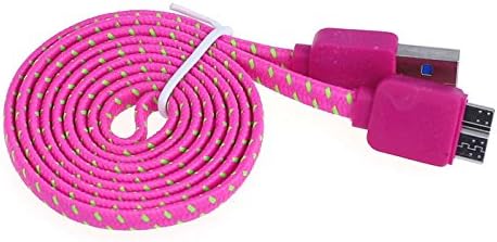 ABC USB Sync Data Charger Braided Cable for Samsung Galaxy S5 I9600 G900 (Hot Pink)
