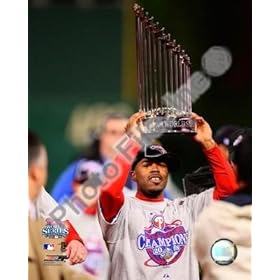  Jimmy Rollins Phillies w/World Series Trophy 8x10