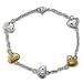 Ladies 8 Inch Stainless Steel and Gold Heart Chain Bracelet