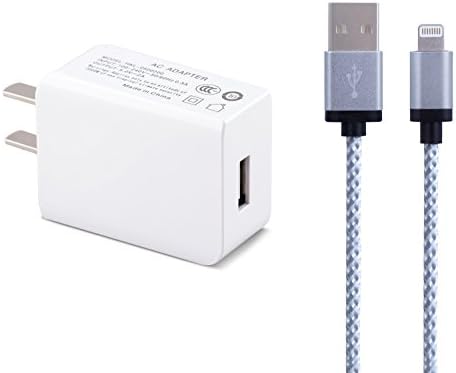 Mopow 3FT Nylon Lightning Cable with White 2A USB Travel Home Wall Charger AC Adapter Power Plug Compatible for iPhone iPad Samsung Nexus HTC Nokia Motorola Android Tablets and Smartphone