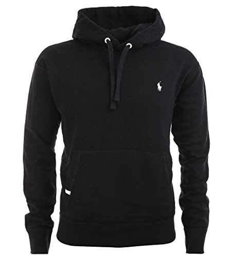 Polo Ralph Lauren Mens Pullover Long Sleeve Hoodie Sweatshirt (Medium, Black)