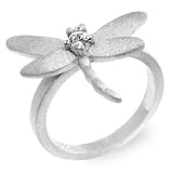 Image of Inspired Rhodium Dragonfly silver rings band