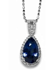 18K White Gold Tanzanite and Diamond Pendant -- LIFETIME WARRANTY