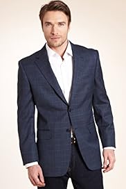 Sartorial Pure New Wool 2 Button Herringbone Checked Jacket
