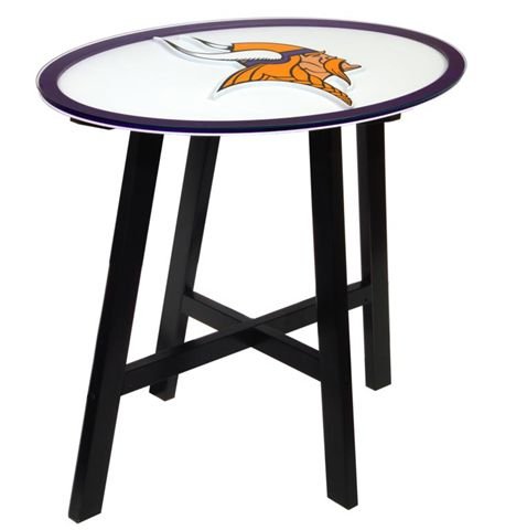 Minnesota Vikings Wooden Pub Table With Glass Top