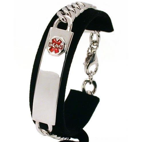 Mens Medical ID Info Bracelet Sterling Silver 8.5