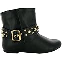 K7 Ladies Black Studded Pixie Flat Ankle Boots Sizes 3-8 UK