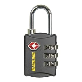 Black Dog 55146 TSA Accepted 3 Dial Padlock Black, 1 Inch