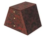 Rapport B560 Square top pyramid watch collector box in polished dark elm burr finish. Beige interior