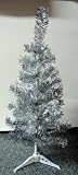 24" Tall Table Top Artificial Christmas Tree Silver Tinsel & Stand