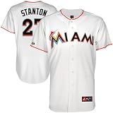 MLB Majestic Giancarlo Stanton Miami Marlins #27 Replica Jersey - White (Medium)