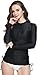 ilishop Women's UV Sun Protection Long Sleeve Rash Guard Wetsuit Swimsuit Top Black S-US4