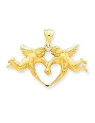 14k Gold Satin Angels Heart Pendant