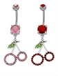 DANGLING CHERRY BELLY RING WITH GEMS BNACHR26PK- PINK