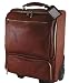 BROWN ITALIAN LEATHER WHEELED WHEEL TRAVEL BAG CASE LUGGAGE GARMENT TROLLEY SUITCASE MADE IN ITALY (TLFC140708)