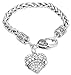 Mother's Day Gift for Grandma Bracelet Engraved Gift Jewelry For Grandma Crystal Adorned Heart Shaped Pendant Lobster Claw Bracelet Gift for Mom or Grandma